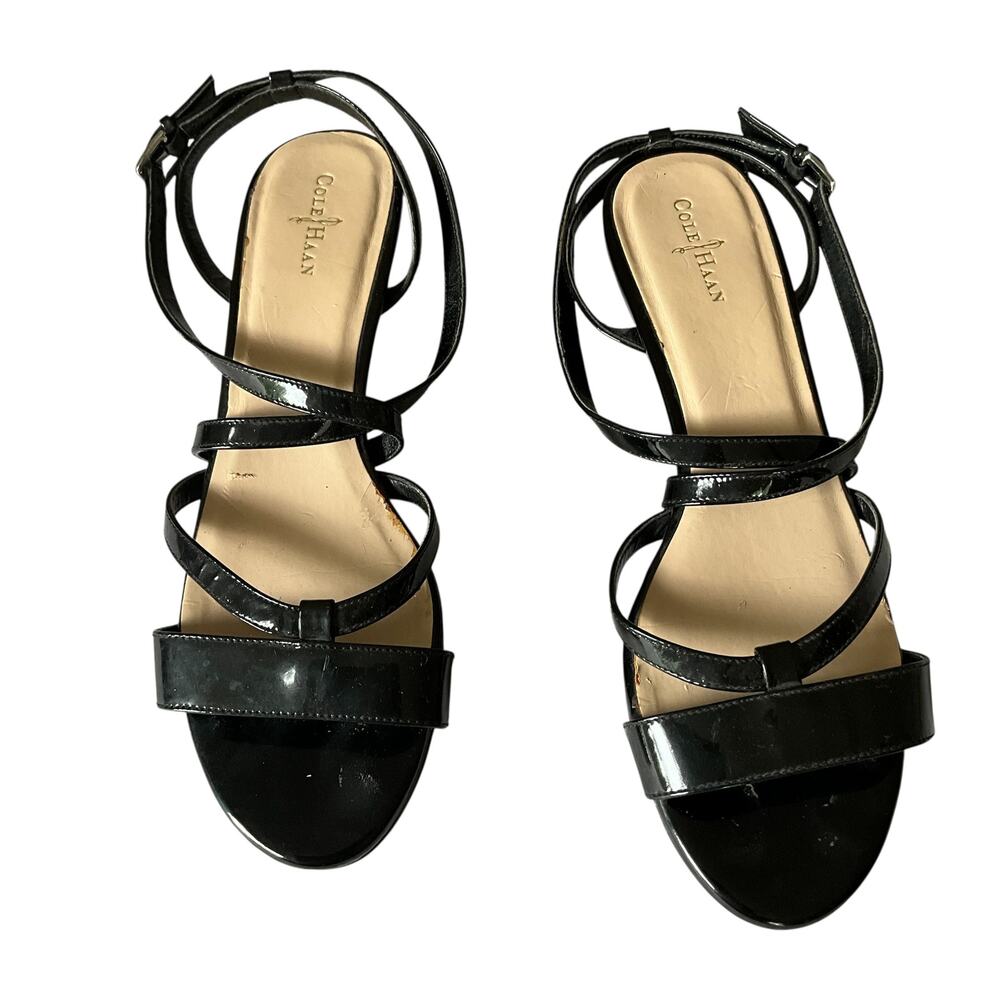 Cole Haan Patent Leather Wedge Sandal: Y2K, Modern